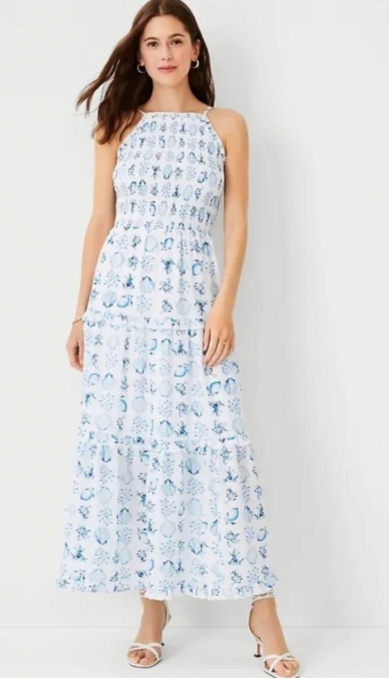 Ann Taylor Maxi Seashell Dress Size XXL Coastal Beach 2XL $168